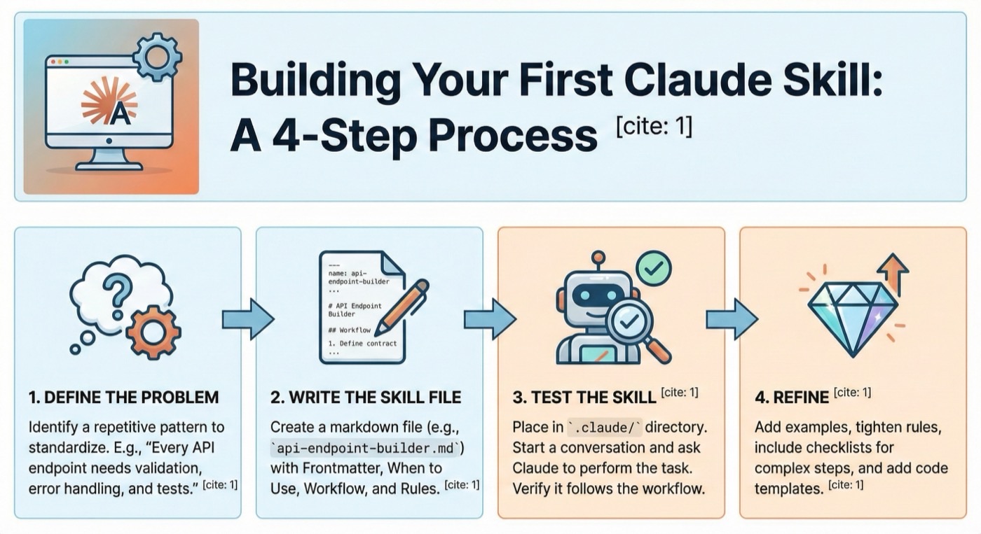Step-by-step process of creating a custom Claude Skill